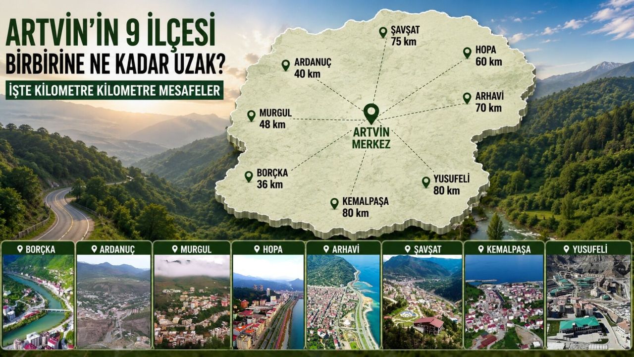 Artvin’in 9 İlçesi Birbirine Ne Kadar Uzak? İşte Kilometre Kilometre Mesafeler