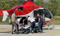 Yaşlı adamın yardımına ambulans helikopter yetişti