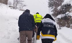 Ordu'da kar nedeniyle hastaneye gidemeyen hastanın yardımına ekipler koştu
