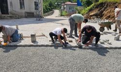 Artvin’de köy mahalle yollarına kilitli parke taşı