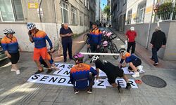 Samsun'da bisikletçilerden tedavi gören arkadaşlarına moral ziyareti