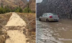 Erzurum-Artvin Karayolunda Sel: Dereler Taştı, Bir Araç Mahsur Kaldı