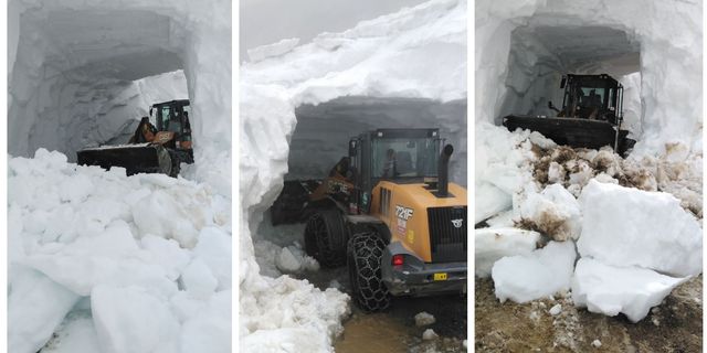 Arhavi yaylalar yolunda kar tüneli kazıldı, yol ulaşıma açıldı