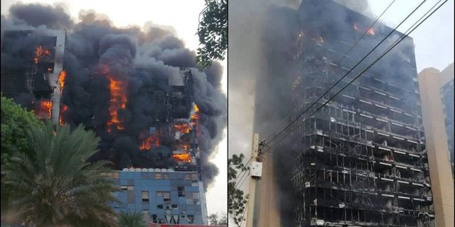 Sudan'ın başkenti Hartum'daki bazı binalar vuruldu