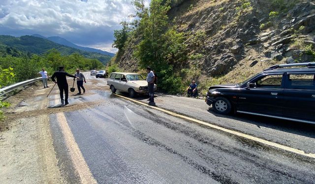 Yola akan yağ kaza getirdi