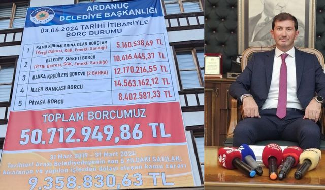 Borçlar Belediye Binasına Asıldı