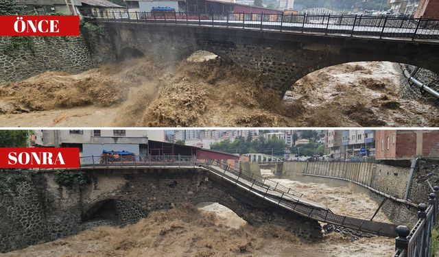 Borçka’da Tarihi Aksu Köprüsü Kısmen Çöktü