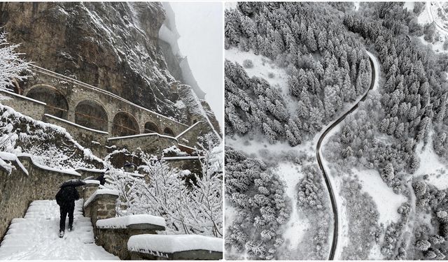 Sümela Manastırı ve Altındere Vadisi beyaza büründü