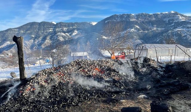 Ardanuç Tosunlu Köyünde Ahır Yangını