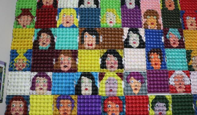 Rizeli öğretmen atık malzemeleri sanata dönüştürüyor