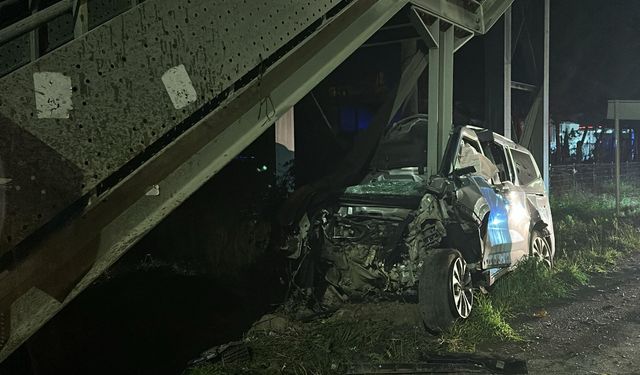 Samsun-Sinop yolunda üst geçit ayağına çarpan hafif ticari aracın sürücüsü öldü