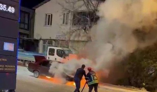 Oltu'da araç yangını korkuttu