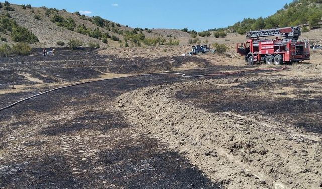 Boyabat'ta çıkan anız yangını söndürüldü