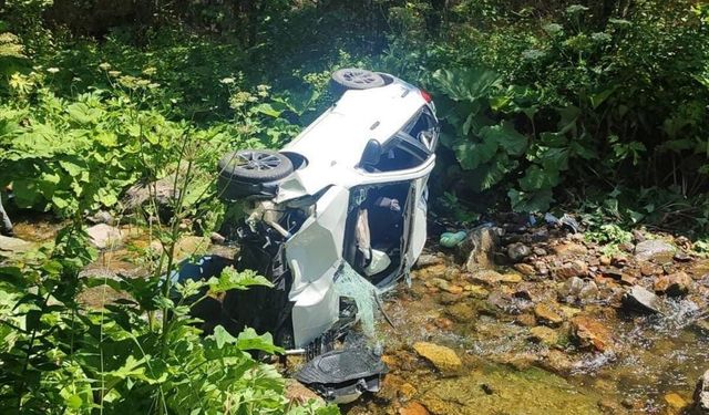 Giresun'da dereye devrilen otomobildeki 6 kişi yaralandı