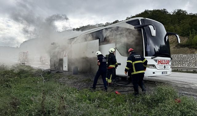Samsun'da yolcu otobüsünde çıkan yangın söndürüldü