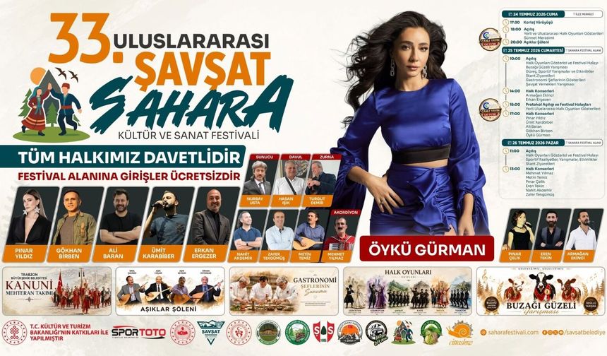33. Geleneksel Uluslararası Şavşat Sahara Kültür Sanat Festivali Başlıyor