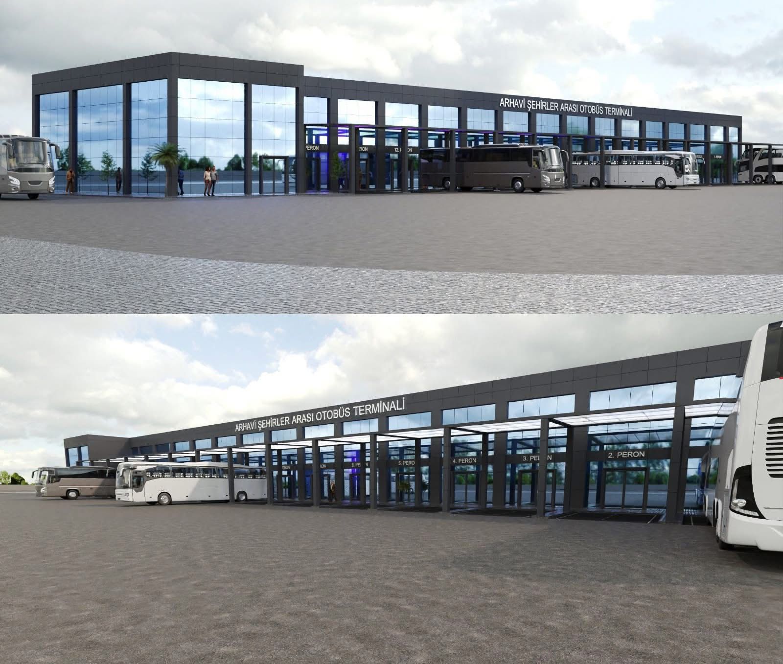Arhavi Yeni Şehirler Arası Otobüs Terminalinde Dış Cephe Modernizasyon Çalışmaları Başlıyor (1)