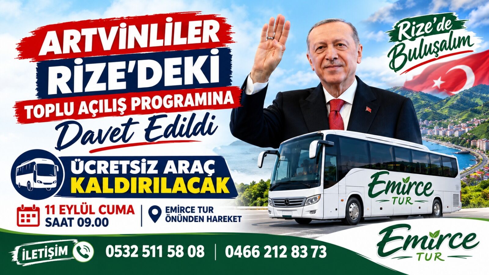 Artvin’den Rize’ye Emirce Tur Desteği