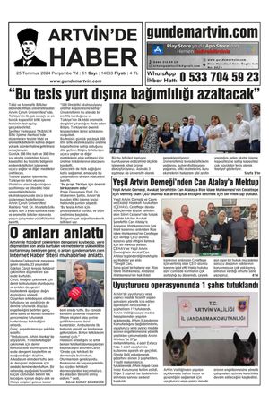 25 Temmuz Tarihli Gazete